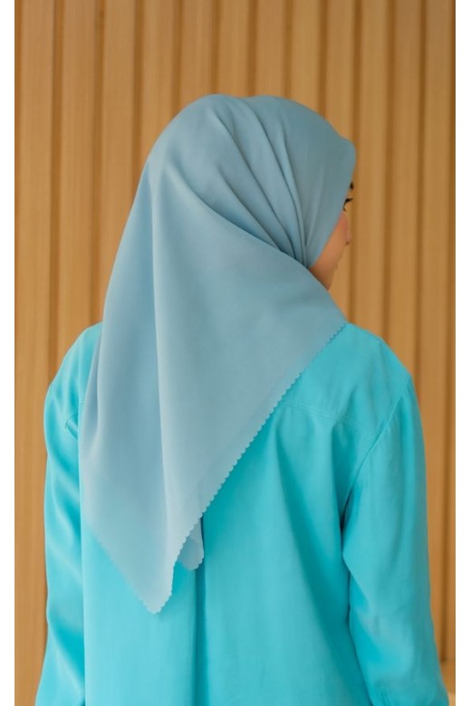 Hijab Segi 4 Double Haikon Lasercut Soft Denim